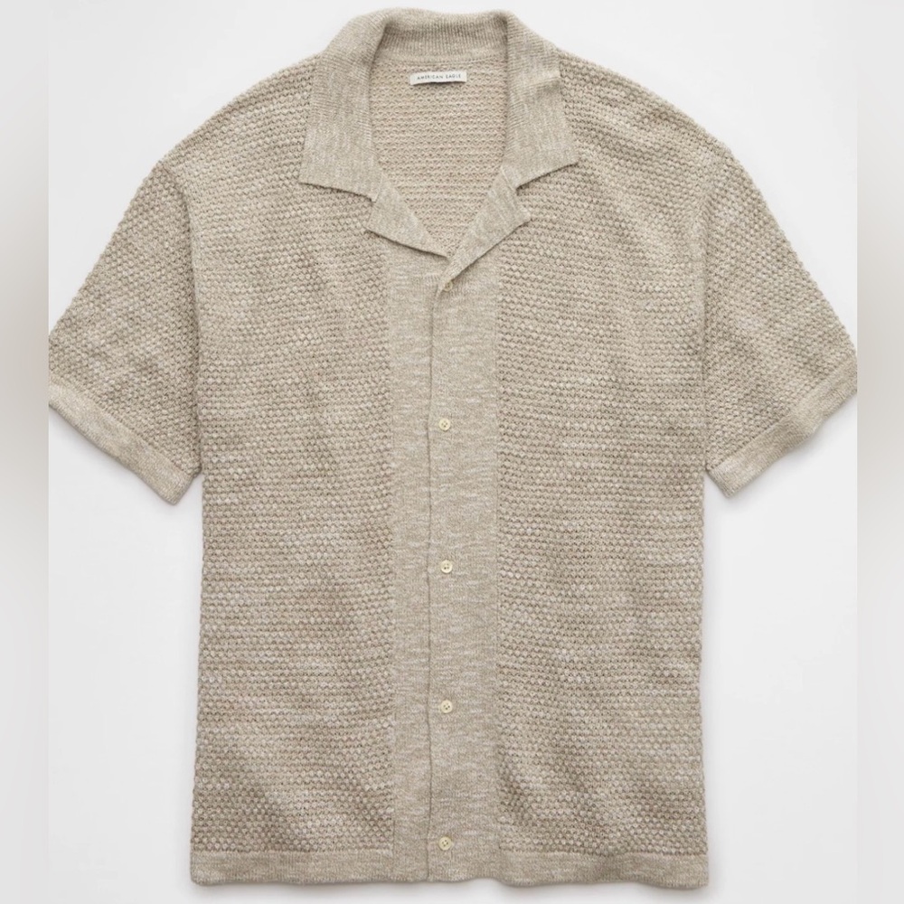 AE Weekend Button-Up Sweater Polo Shirt NWT OLIVE